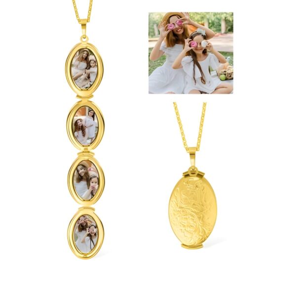 Personalized four-photo locket necklace for cherished memories