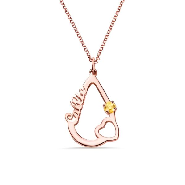 Engraved heart birthstone necklace symbolizing love