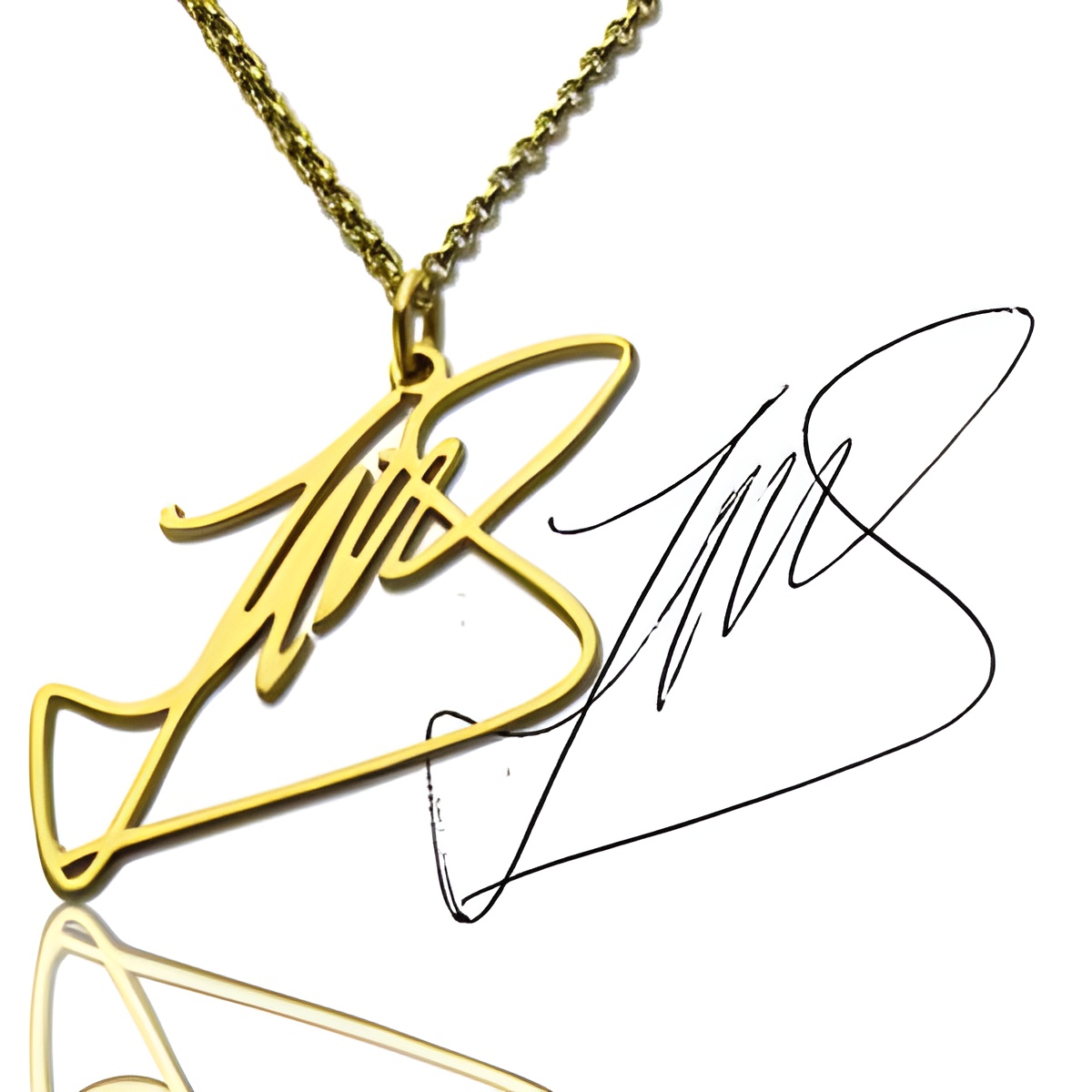 Personalized signature name necklace in gold-plated silver