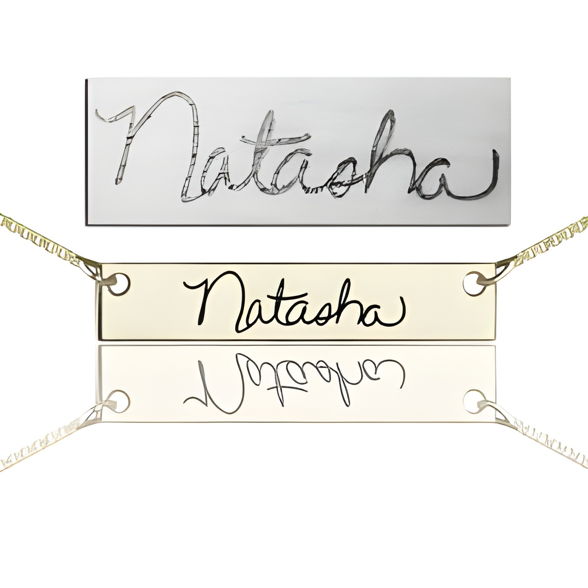 Personalized signature bar necklace for unique stories