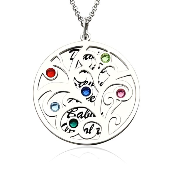 Family tree birthstone necklace for mom's heartfelt moments