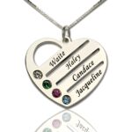 Heart-shaped birthstone name necklace for grandmothers