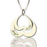 double heart name necklace for her