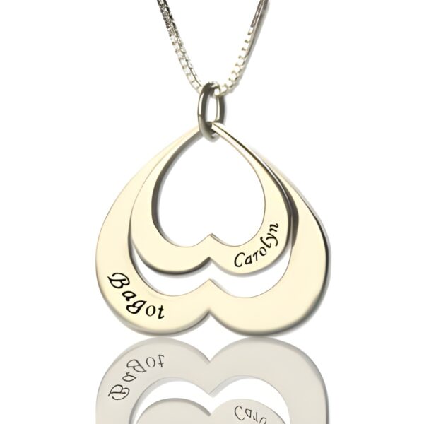 double heart name necklace for her