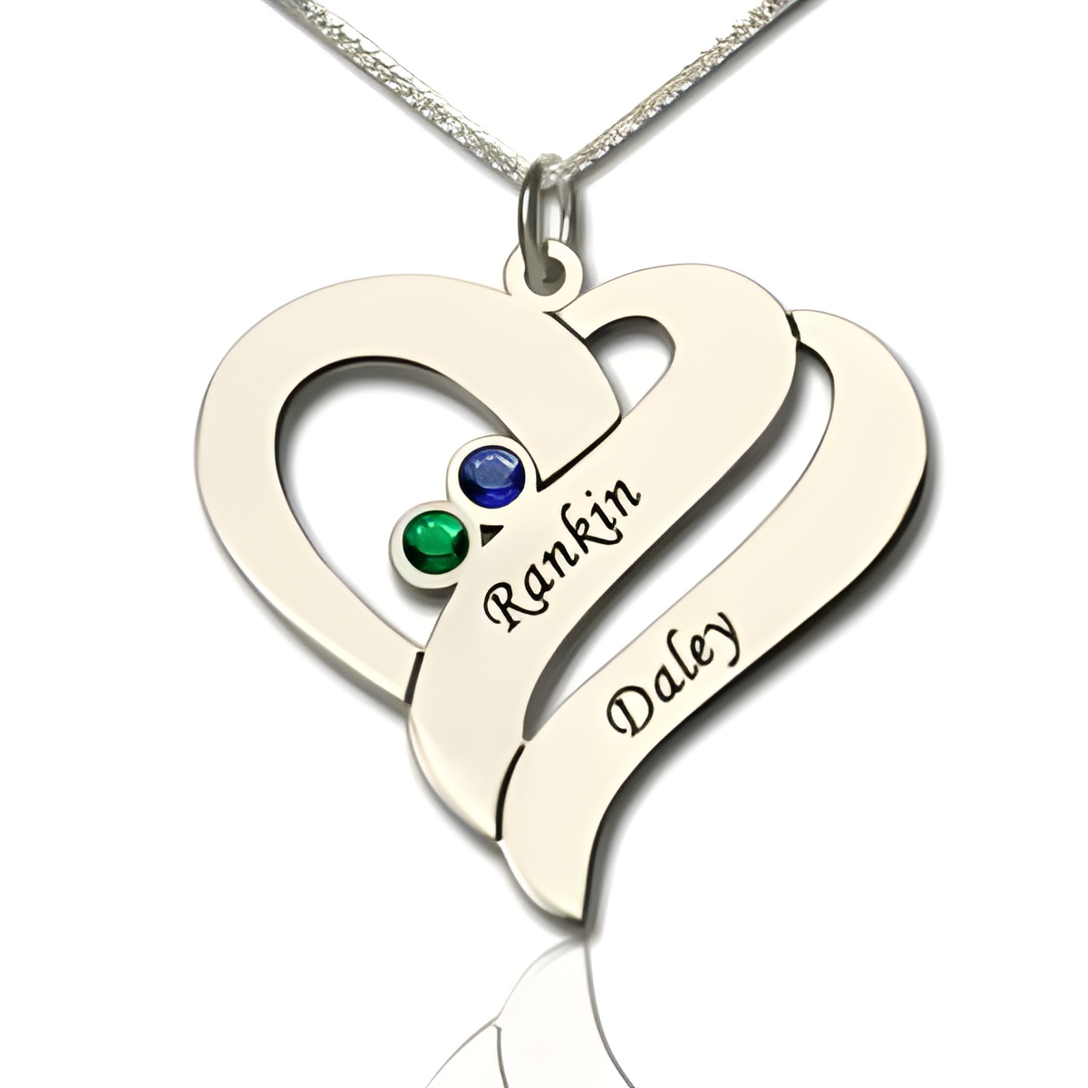 double heart sterling silver necklace for your beloved