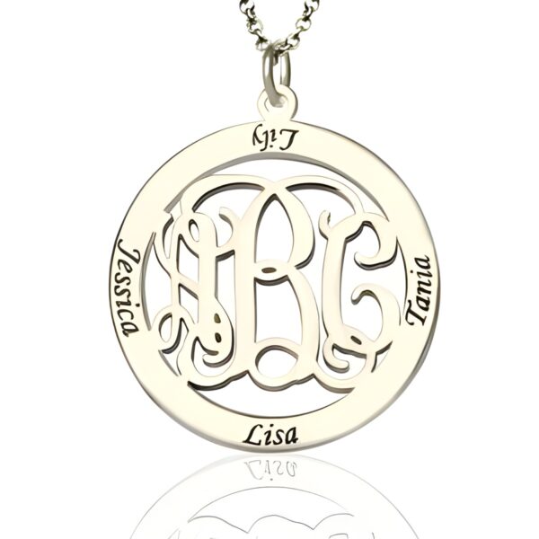 Monogram family name necklace celebrating love