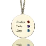 Birthstone name disc necklace for grandmas