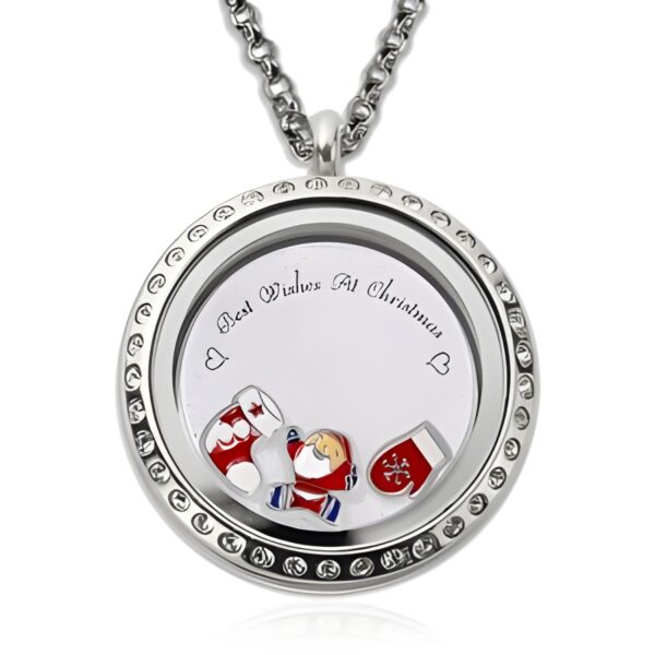 Engraved stainless steel locket necklace for Christmas