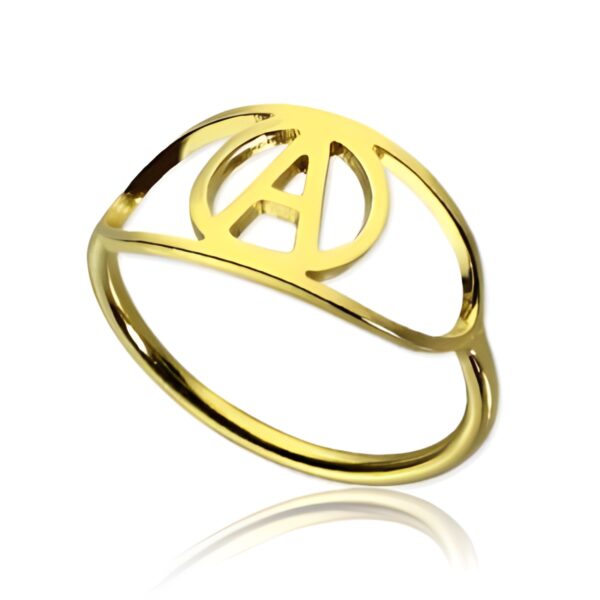 Eye-shaped initial ring showcasing unique vision