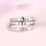 Embrace Connection – Stackable Silver Bar Rings with Initials & Names – For Cherished Bonds - Image 2