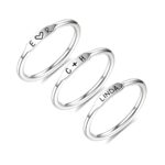 Personalized stackable silver bar rings with initials