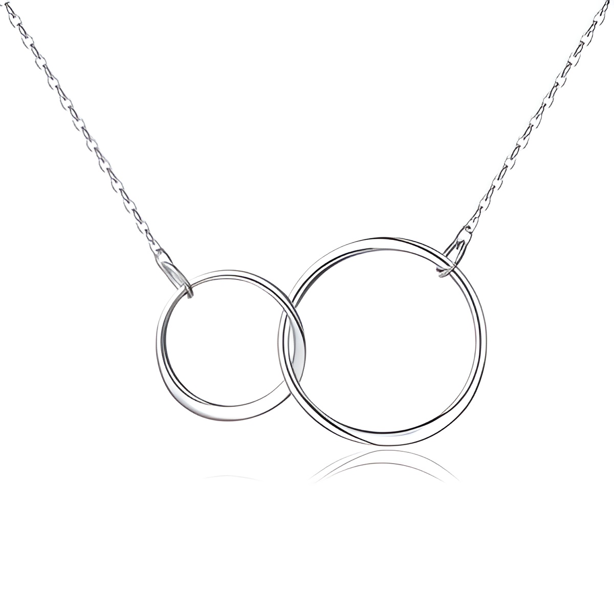 Sterling silver double circle necklace symbolizing connection