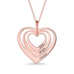 Engraved rose gold family heart necklace for mom