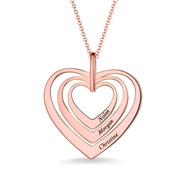 Engraved rose gold family heart necklace for mom