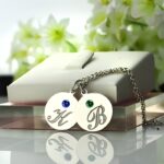 Keep Loved Ones Close – Sterling Silver Initial & Birthstone Disc Necklace – A Heartfelt Treasure for Her - Image 3