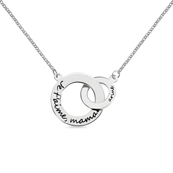 Interlocking circle necklace for her, symbolizing love