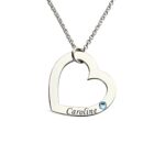 Heart-shaped name necklace with birthstone for her