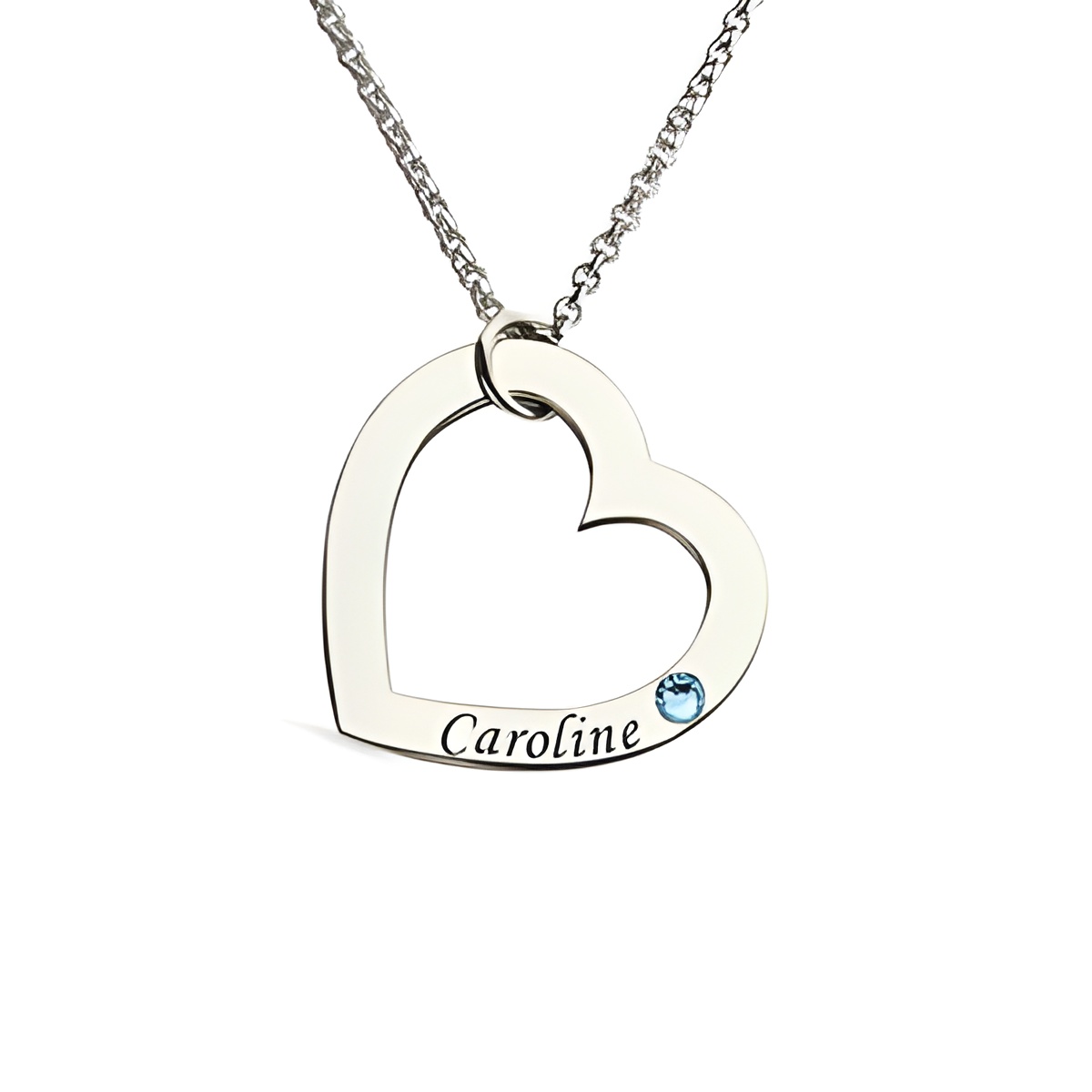 Heart-shaped name necklace with birthstone for her