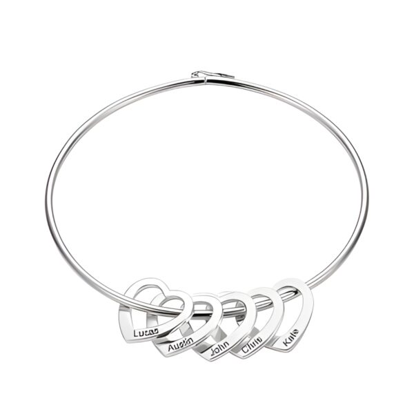 Personalized heart pendant bangle bracelet for cherished moments