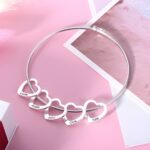 Embrace Love's Whisper – Engraved Heart Charm Bangle – For Cherished Moments and Loved Ones - Image 3