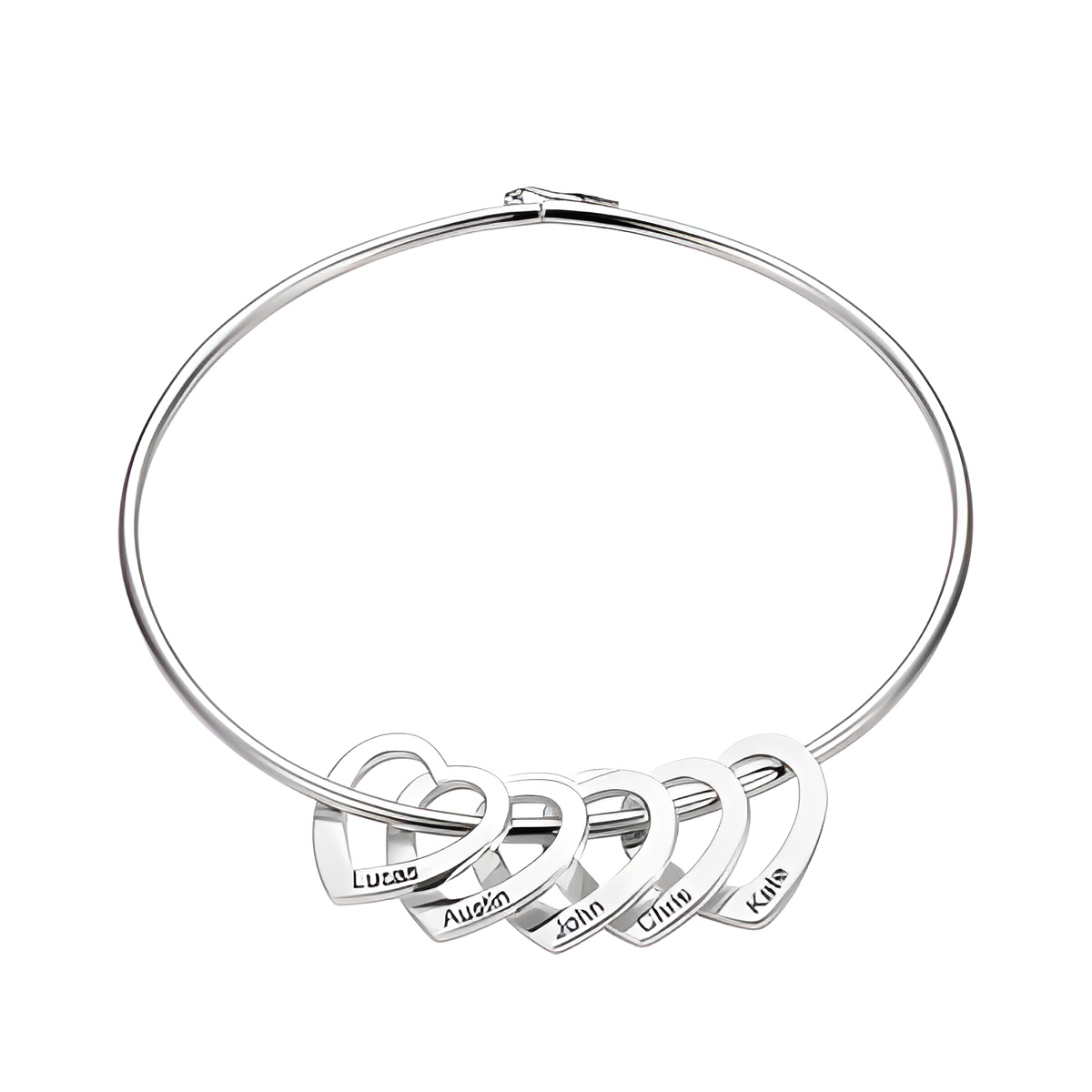 Engraved heart charm bangle for cherished moments