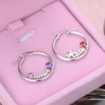 Embrace Your Story – Custom Name & Birthstone Hoop Earrings – A Treasure for Loved Ones - Image 2