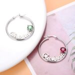 Embrace Your Story – Custom Name & Birthstone Hoop Earrings – A Treasure for Loved Ones - Image 3