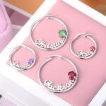 Embrace Your Story – Custom Name & Birthstone Hoop Earrings – A Treasure for Loved Ones - Image 4