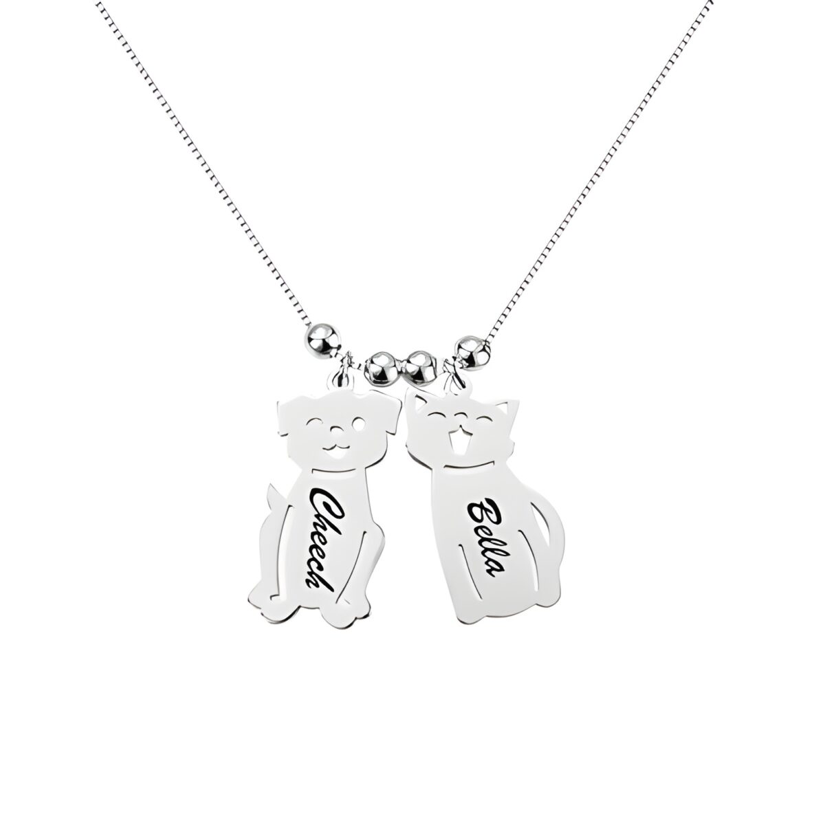Engraved silver charm necklace for pets