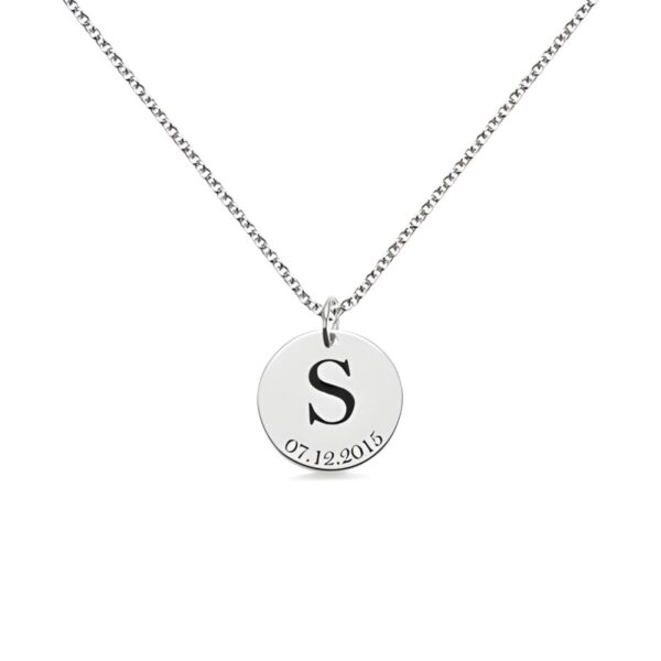 Engraved initial and date necklace for personalized gifts