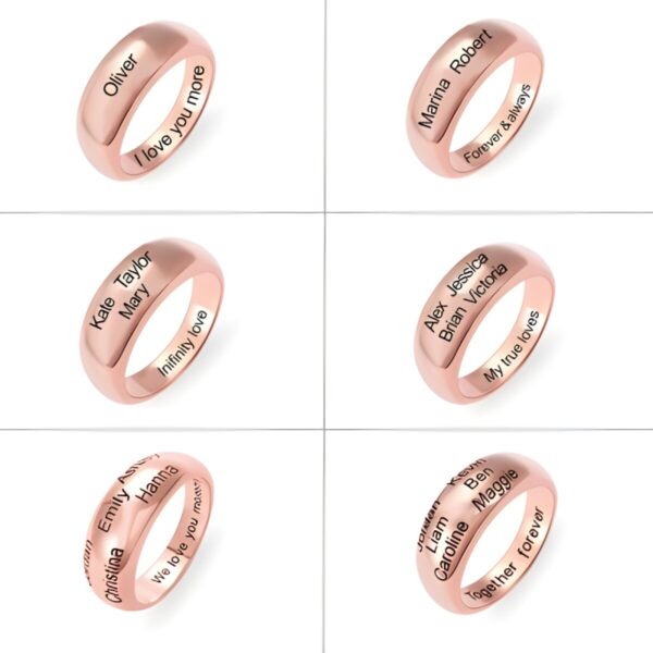 Rose gold name ring for cherished connections