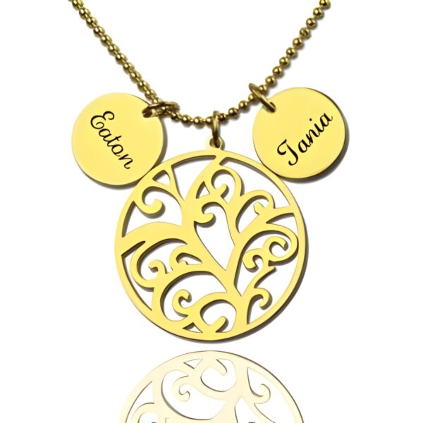 Family tree necklace with name charms for mom