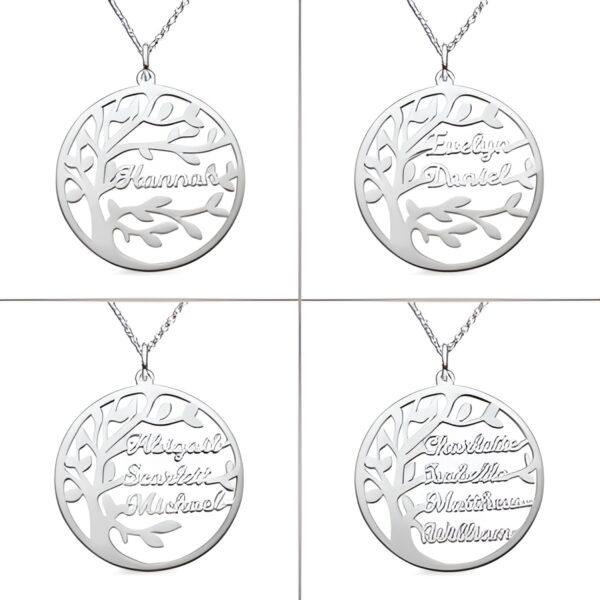 Custom family tree necklace in sterling silver