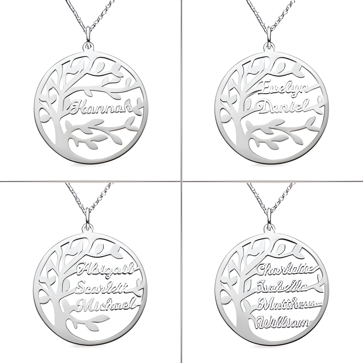 Custom family tree necklace in sterling silver
