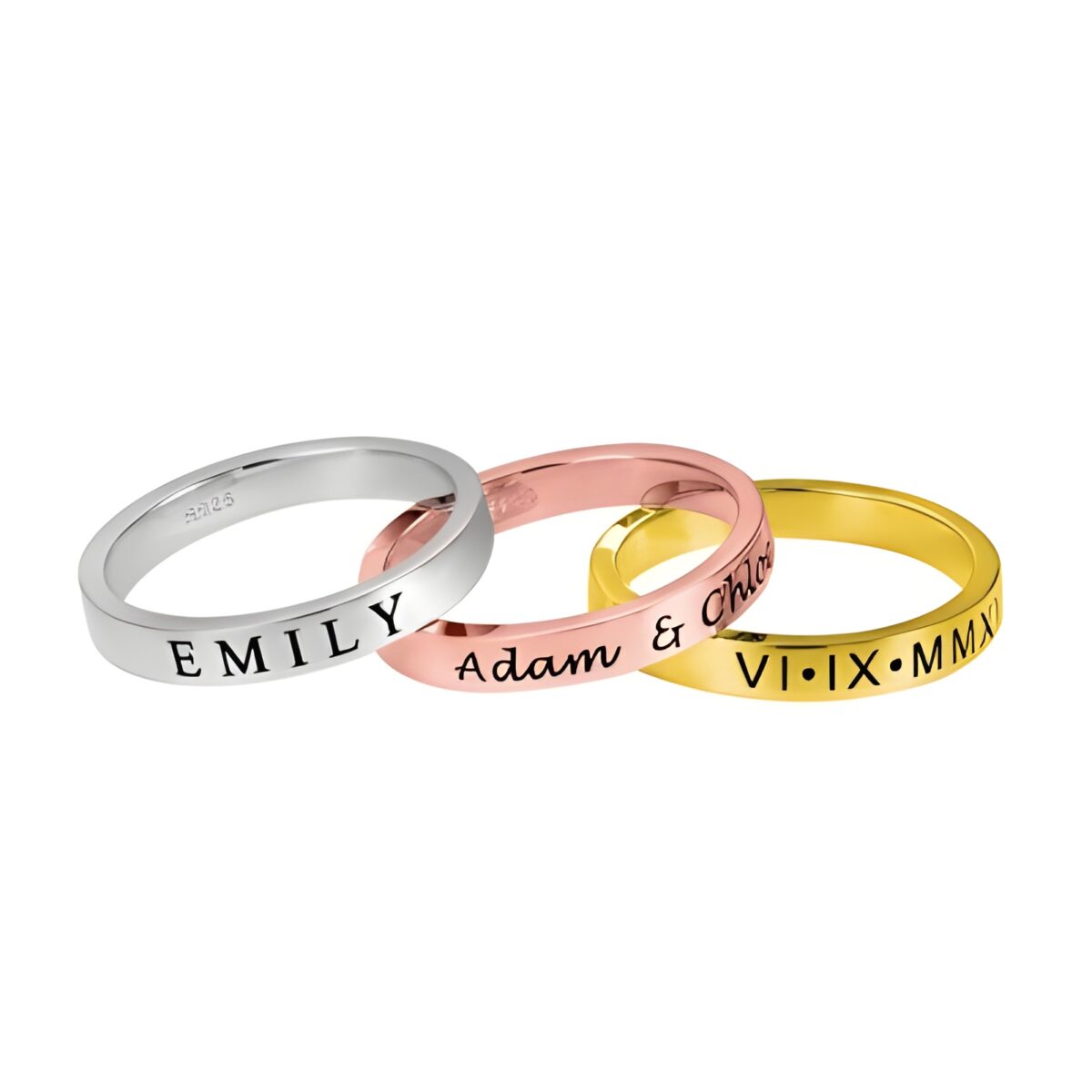 Personalized engraved stackable rings for cherished moments