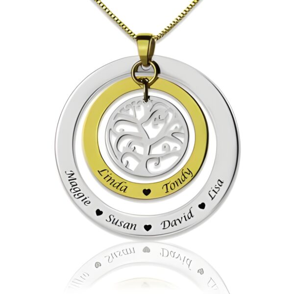 Custom engraved circle tree necklace celebrating family bonds