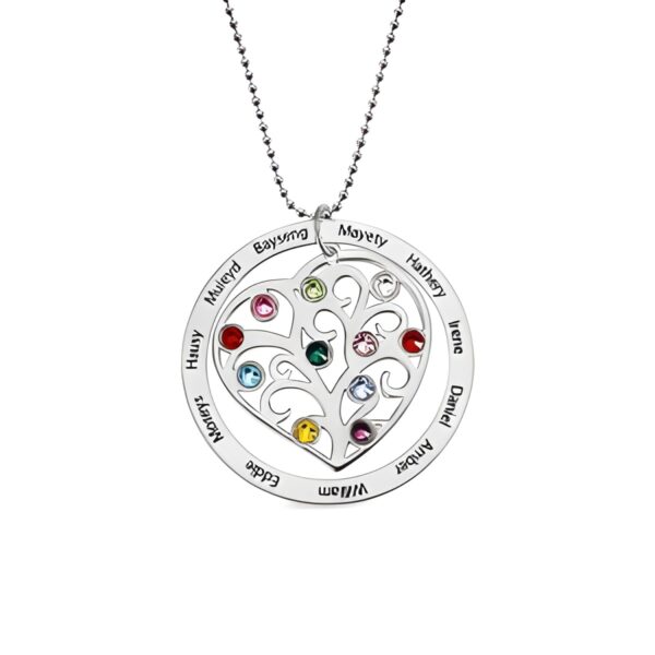 Custom family tree necklace with birthstones