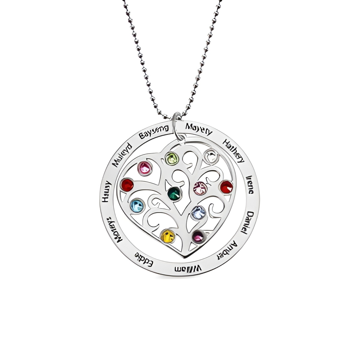 Custom family tree necklace with birthstones