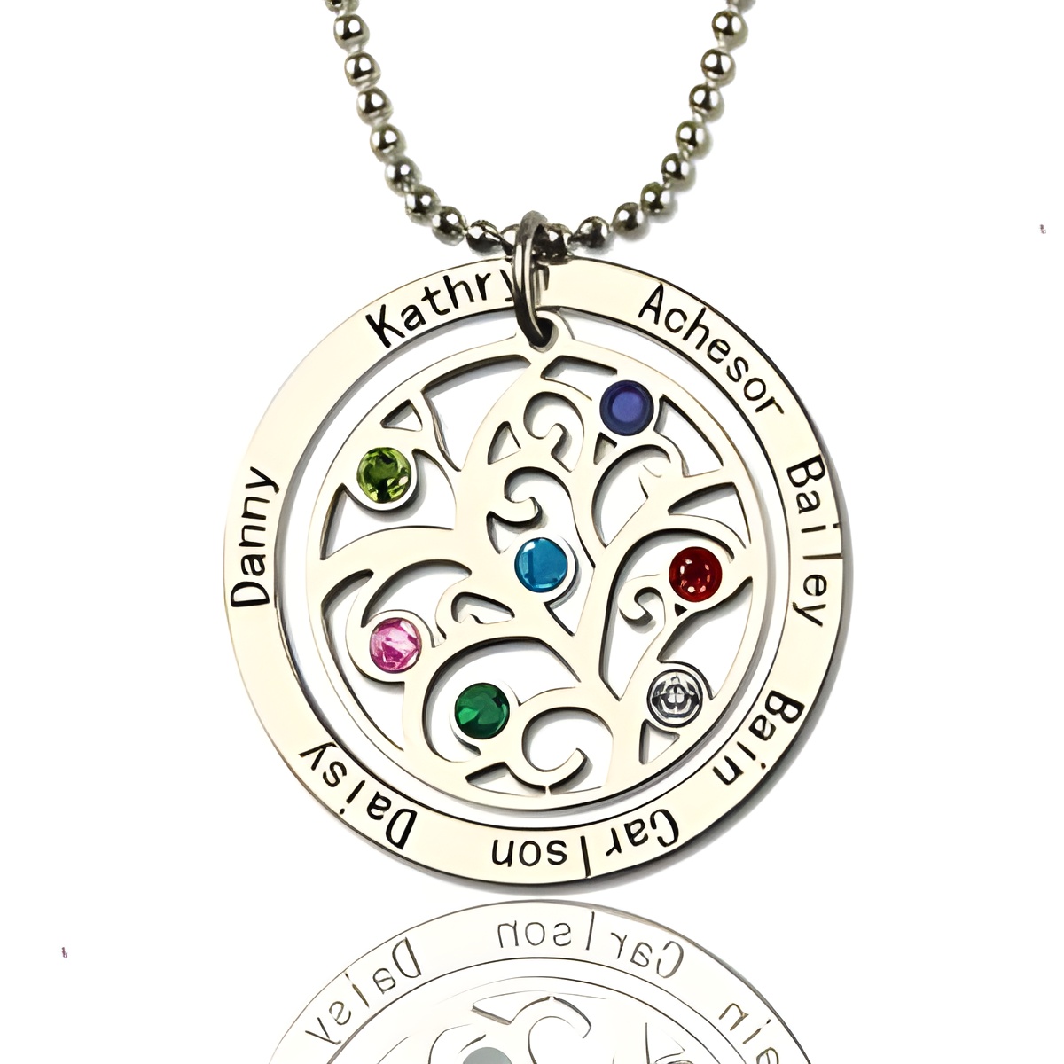 Custom birthstone tree necklace symbolizing family love