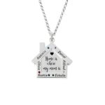 Sterling Silver Birthstone Family Name Necklace for Mom