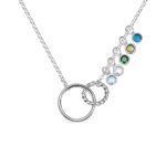 Birthstone necklace for mother and daughter, symbolizing love