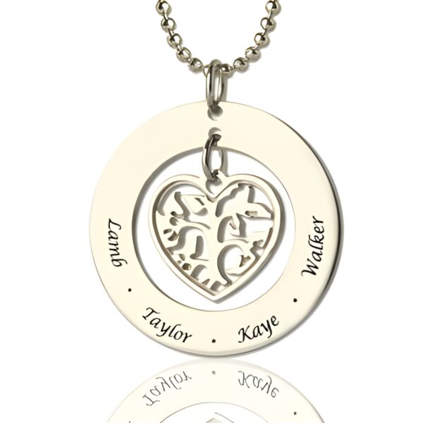 Heart Tree Name Necklace for Mom, celebrating family love