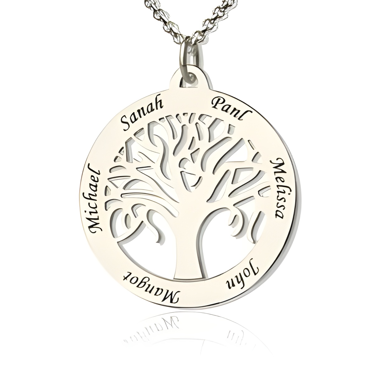 Engraved tree of life necklace for mom