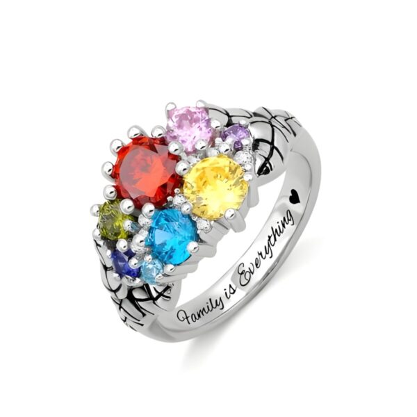 Birthstone ring for cherished mothers, symbolizing family love