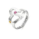 Double heart ring for mother and daughter symbolizing love