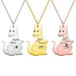 Embrace Your Family's Love – Kangaroo Birthstone Name Necklace – A Heartfelt Keepsake for Mom - Image 2