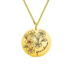 Embrace Maternal Love – Birthstone Flower Necklace – A Cherished Keepsake for Mom - Image 2