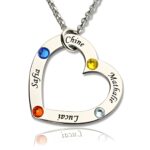 Personalized heart necklace for mom with names and birthstones