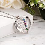 Carry Their Love Close – Heart-Shaped Name & Birthstone Necklace – For Cherished Family Moments - Image 3