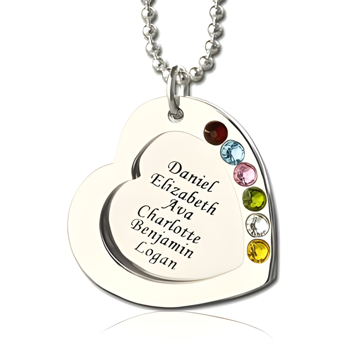 Custom family name necklace with birthstones for mom